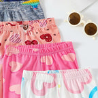 1/4/6 Pieces Girls' Seasonal Thin Sweet Cute Fashionable Printed Bottom Shorts Anti Gare Safety Pants Soft Leggings Home Pants