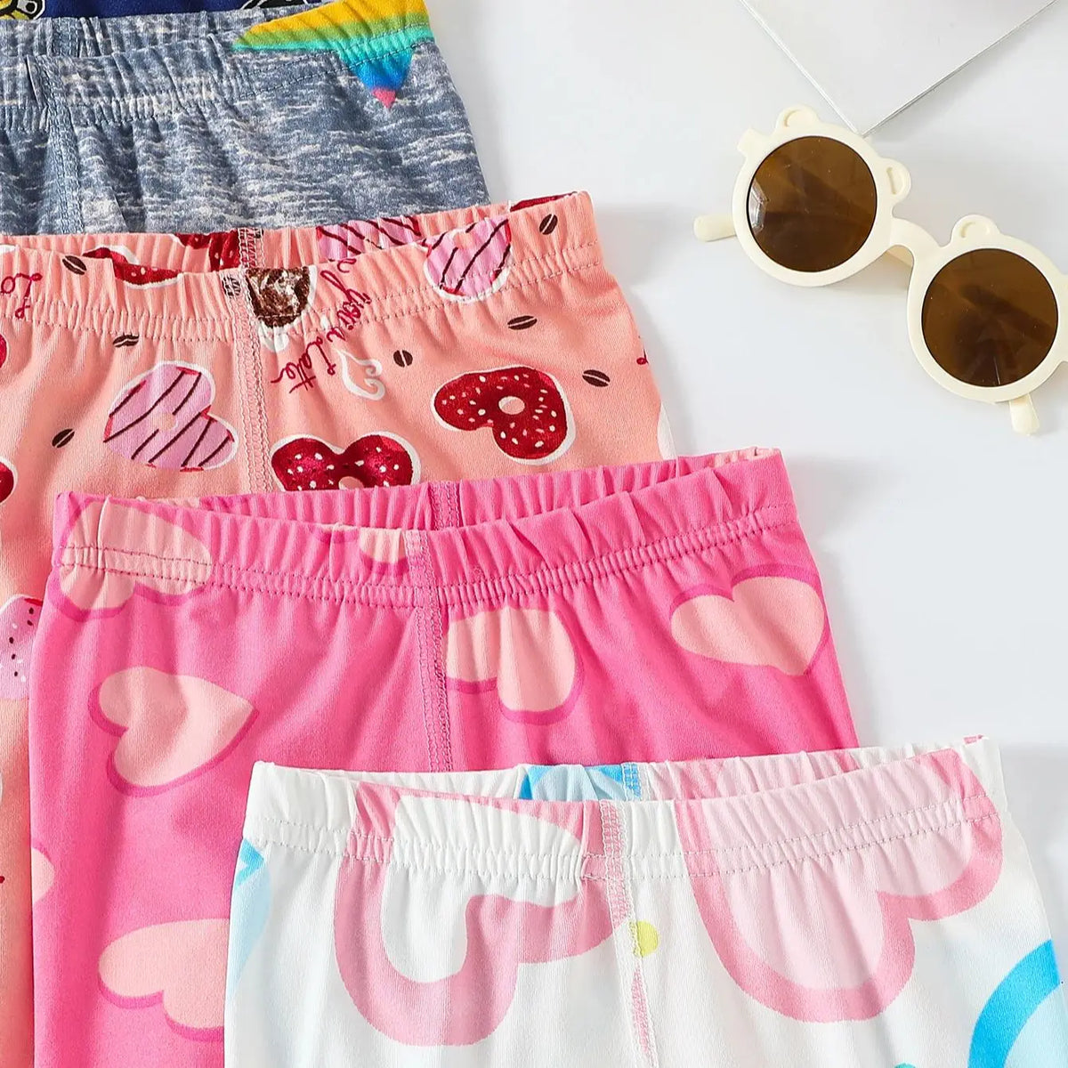 1/4/6 Pieces Girls' Seasonal Thin Sweet Cute Fashionable Printed Bottom Shorts Anti Gare Safety Pants Soft Leggings Home Pants