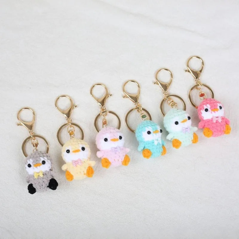 Mini Penguin Series Crochet Keychain For Car Keys Pendant Cartoon Animal Doll Keyrings Knitted Penguin Keychain Custom Accessory