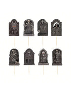 Multi pcs Halloween Cupcake Toppers Cake Decorations Tombstones Graveyard Cupcake Toppers With Novelty Mini Shovel Spoons