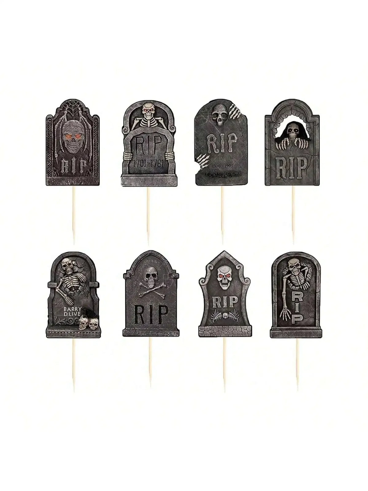 Multi pcs Halloween Cupcake Toppers Cake Decorations Tombstones Graveyard Cupcake Toppers With Novelty Mini Shovel Spoons