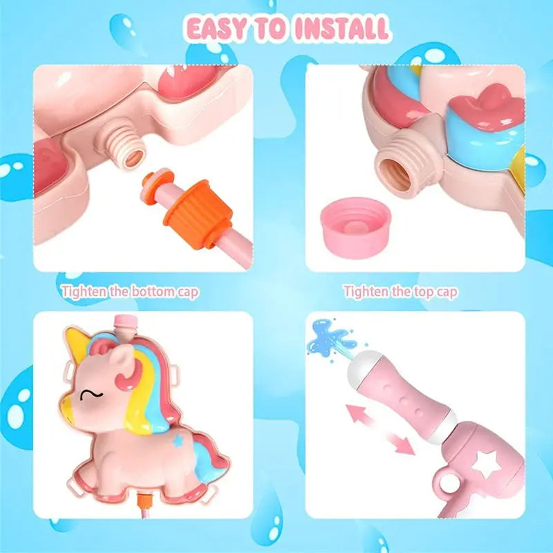Children's Backpack 2000ml Water Gun Pull Type Large Capacity Storage Summer Funny Parent Interactive Cartoon Backpack Water Gun