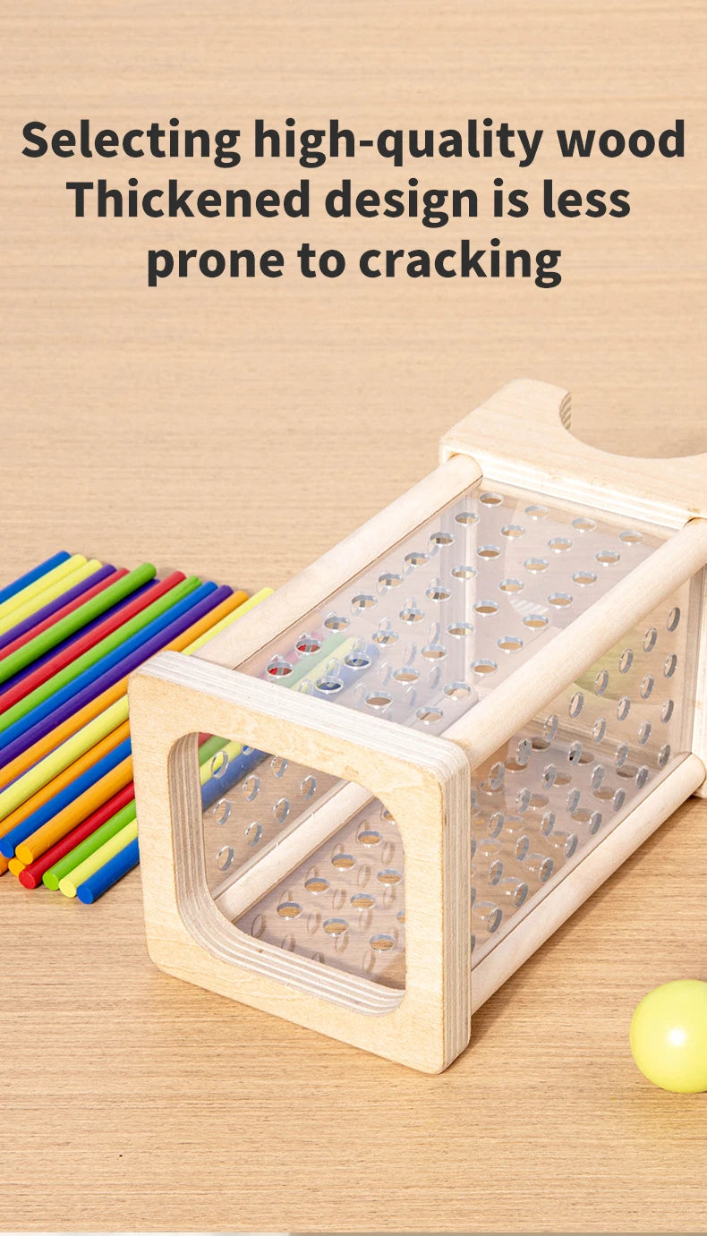 Wooden Stick Board Game Parent Child Interaction Montessori Wooden Toys, 4-sided Acrylic Cylinder Game, Stick Picking Game