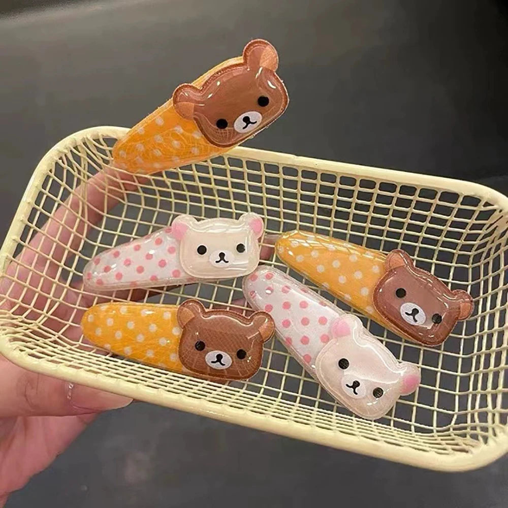 Kawaii Rilakkuma Bangs Side Clip Cartoon Cute Wave Point BB Hair Clip Lazy Bear Angel Winged Versatile Hairpin Birthday Gifts