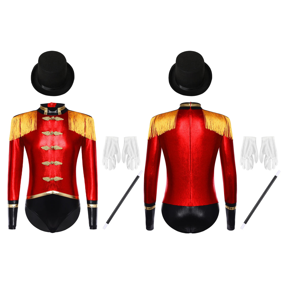 Girls Ringmaster Magician Costume Long Sleeve Leotard Circus Dress Halloween Lion Tamer Theme Carnival Party Fancy Dress Up