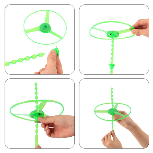 1-5pcs LED Luminous Bamboo Dragonfly Hand Pushing Saucer Toys Kids Outdoor Hand Pushing Saucer Spinning Top Toy Transmit Gifts