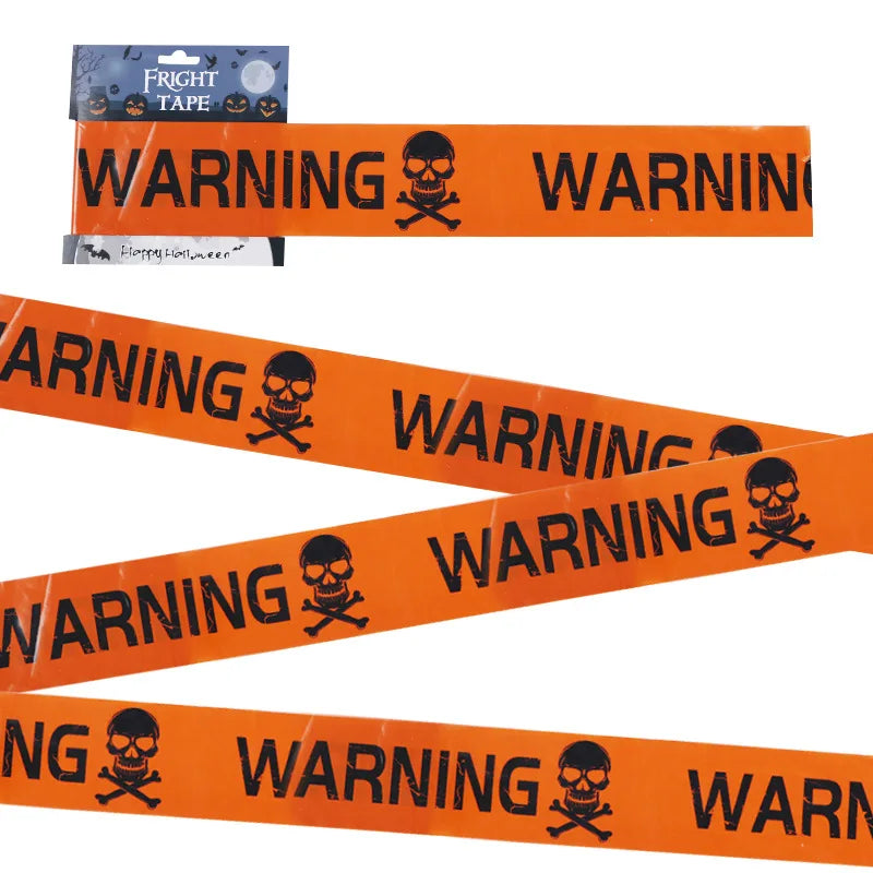 Halloween Warning Tape Signs Halloween Props Window Prop Party Danger Warning line 580x8.5cm Halloween Decoration Witch Balloons