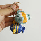 Ocean Series Animal Doll Crochet Keychain Handmaking Knitted Tropical Fish Keyrings Crochet Shark Doll Keychain Custom Accessory