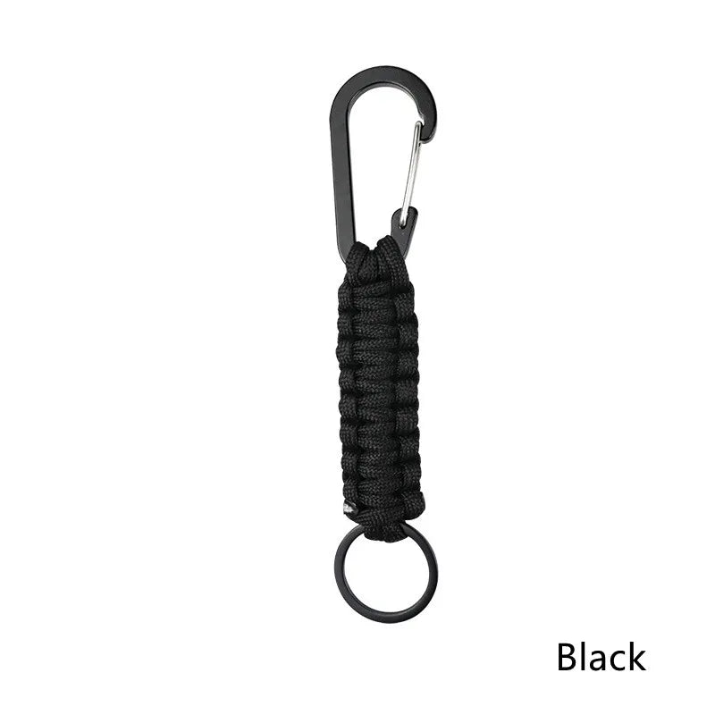 Outdoor Umbrella Rope Keychain Self Defense Lanyard Survive Knot Steel Ball Buckle Tactical Security Tool Carabiner