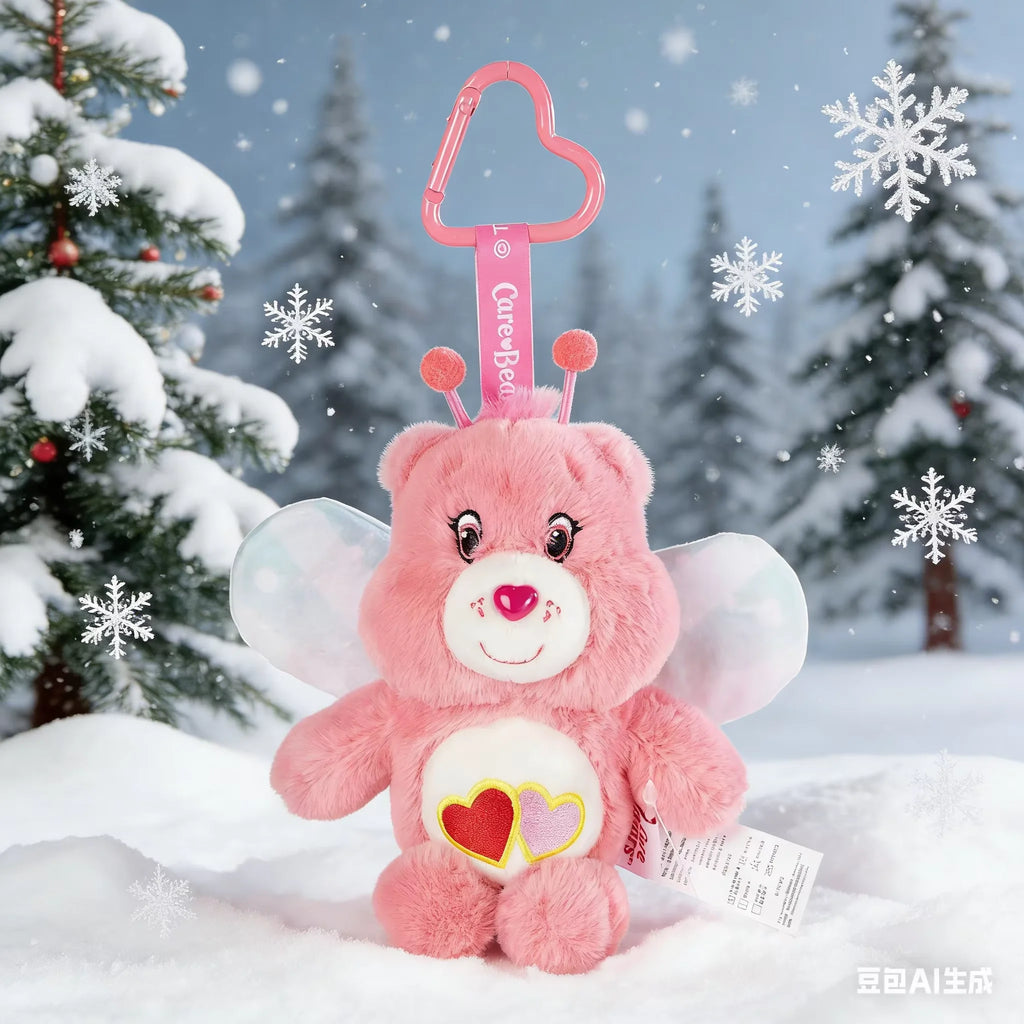 New Genuine Carebears Plush Rabbit Hat Keychain Rainbow Bear Doll Pendant School Bag Ornament Gift