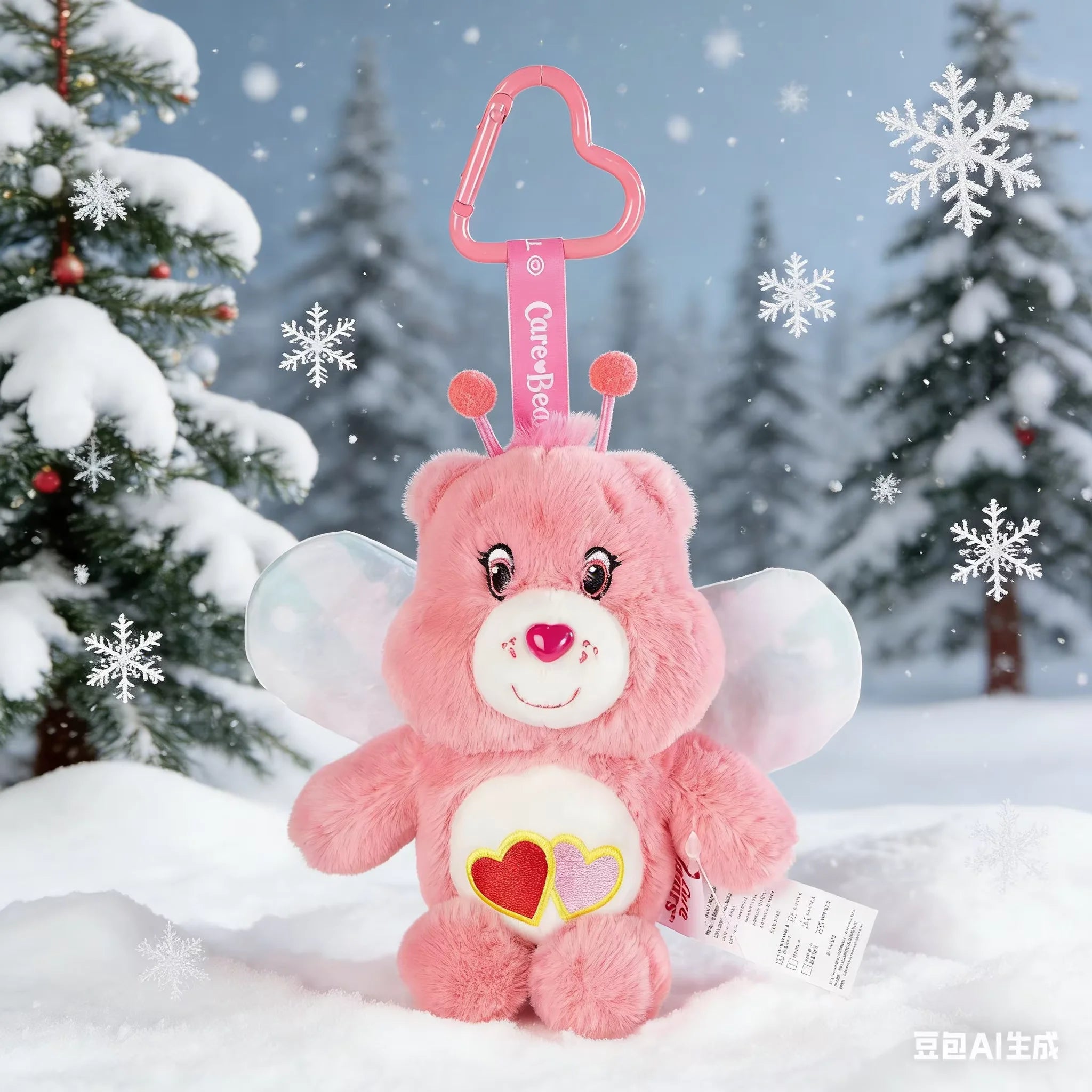 New Genuine Carebears Plush Rabbit Hat Keychain Rainbow Bear Doll Pendant School Bag Ornament Gift