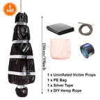 Horror Halloween Outdoor Decoration 59inch Creepy Corpse Props Set Scary Fake Bloody Body Bag Haunted House Hanging Decorations