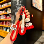 Soft Cute Crochet Badminton Keychain Mini Bright Color Knitted Badminton Pendant Bag Hanging Charms Car Keyring Backpack Decor