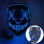 LED Halloween Mask Glow in The Dark Scary Terror Face Cover Bright Scream Light Up Costume for Men Carnival Party