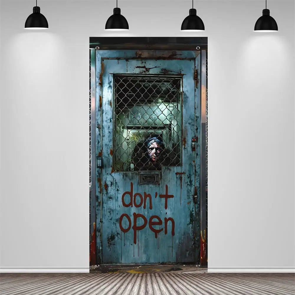 72.83x35.43 Inch Halloween Door Banner Polyester Ghost Hospital Scary Head Scene Decoration Halloween Party Supplies Photography