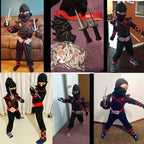 Red Ninja Costume Boy Halloween Japanese Samurai Costume Kid Ninja Jumpsuit with Ninja Foam Accessories Best Children Gift
