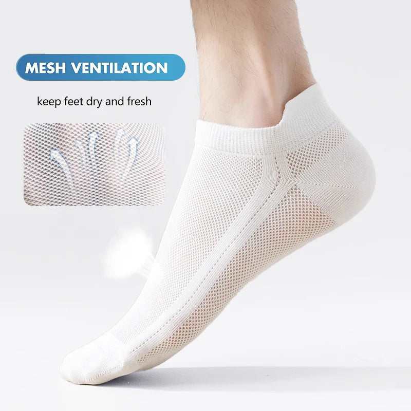 10/20 Pairs Men's Ankle Socks, Breathable Mesh Sports Socks, Casual Athletic Summer Thin Short Socks