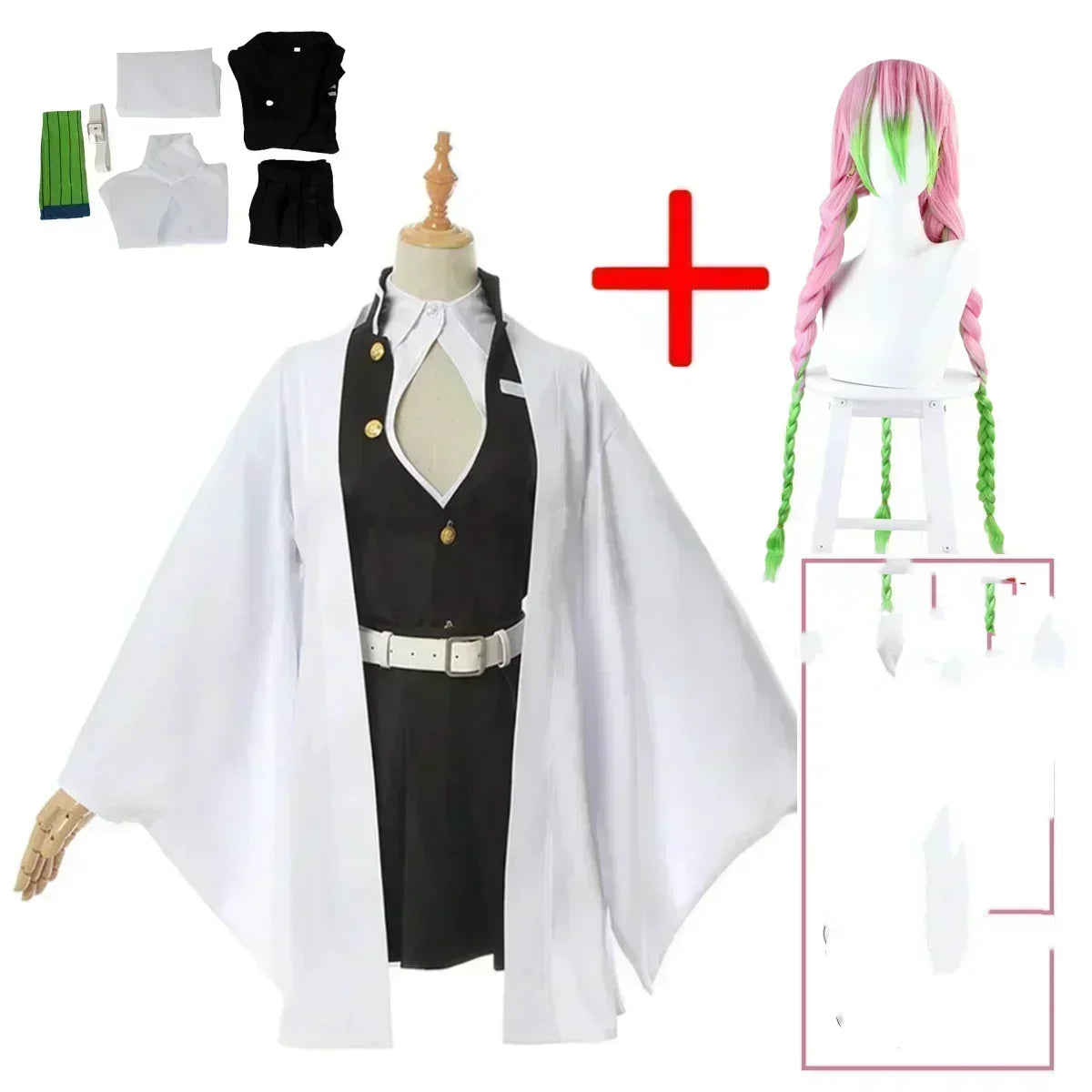 Anime Kimetsu No Yaiba Kamado Nezuko Cosplay Kostuum Kimono Demon Slayer Cosplay Pruiken Haren Halloween Carnaval Vrouwen Outfit