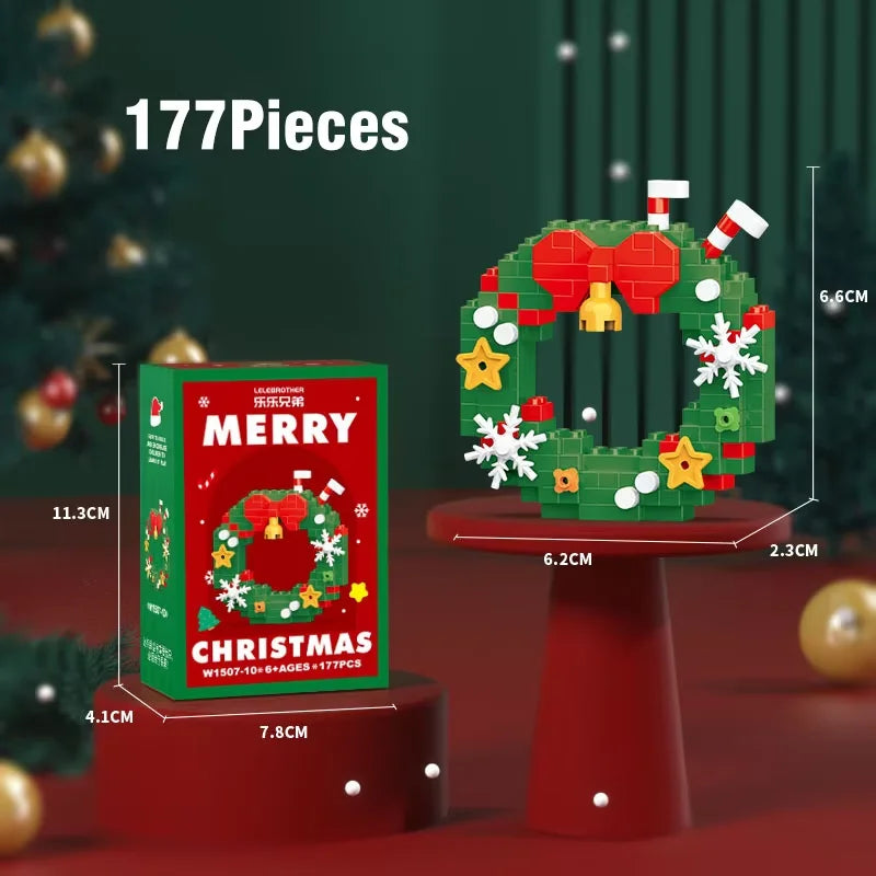 Christmas Building Block Santa Claus Snowman Elk Tree Micro Brick Puzzle Assembly Model Home Decoration Xmas Party Gift Kid Toy