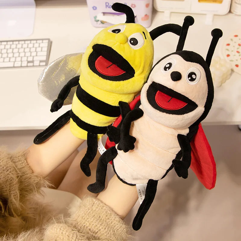 Insect Plush Hand Puppet Storytelling Bee Ladybird Butterfly Soft Stuffed Plush Toys Early Education Hand Finger Story Puppet