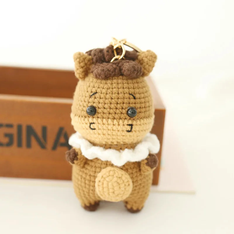 Creative Small Animal Doll Handmake Crochet Keyrings For Bag Pendant Cartoon Puppy Keychain Knitting Animal Doll Keyring Custom
