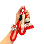Soft Cute Crochet Badminton Keychain Mini Bright Color Knitted Badminton Pendant Bag Hanging Charms Car Keyring Backpack Decor