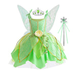Girls Flower Fairy Dress Up Kids Princess Dress With Wings Halloween Princess Costume Elves Party Tinkerbell Tinker Bell Dress