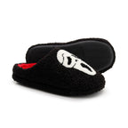 A Pair of Black Skull Horror Embroider Pattern Plush Home Soft-Soled Comfortable Furry Slippers Cute Warm Non-Slip Indoor Slippers for Men and Women Can Wear Lightweight Silent Comfortable Shoes, the First Choice for Hallowee
