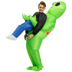 Kids Adult Green ET Alien Inflatable Costume Anime Suits Dress Mascot Halloween Party Cosplay Costumes for Man Woman Boys Girls
