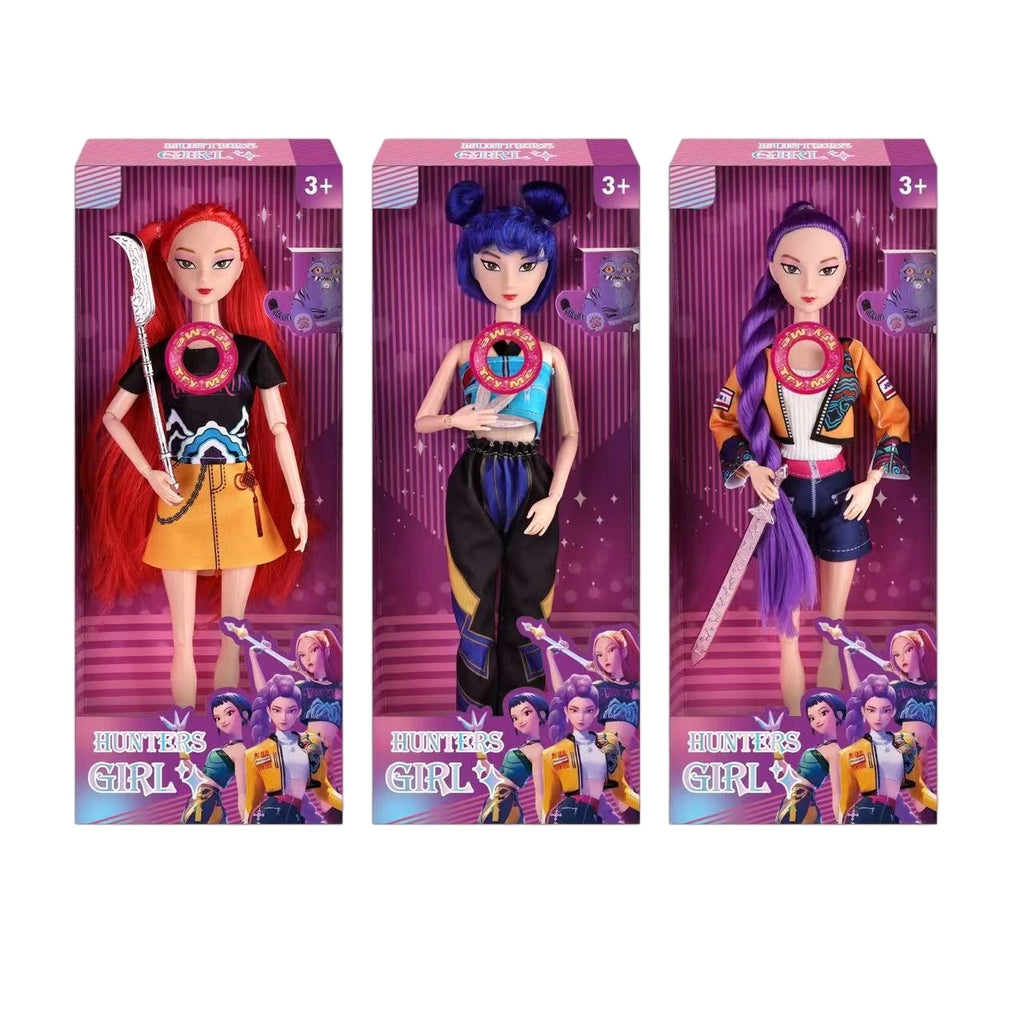 Kpop Rumi Mira Zoey Vinyl Doll Anime Hunters Girl 11 Inch Articulated With Theme Music Cute Toy 3PCS Set Gift for Kids Girl Fans