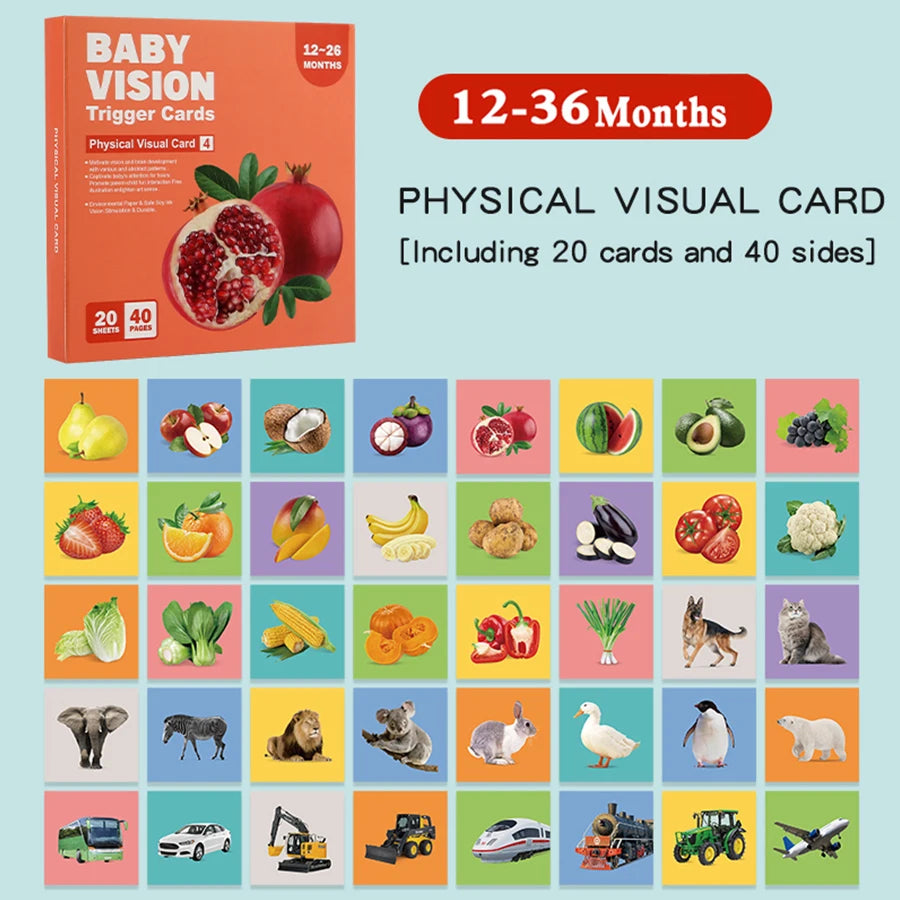 Baby Visual Stimulation Cards Montessori High Contrast Flash Card Infant Gift For Children Cognition Toy
