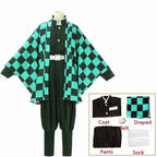Anime Tanjirou Kamado Costume Anime Cosplay Men Kimono Uniform Halloween Party Demonias Women Clothes Kids Adult