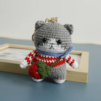 Exquisite Kitten Doll Crochet Keychain For Bag Pendant Knitted Small Cat Doll Keyrings Cute Kitten Keychain Custom Accessories