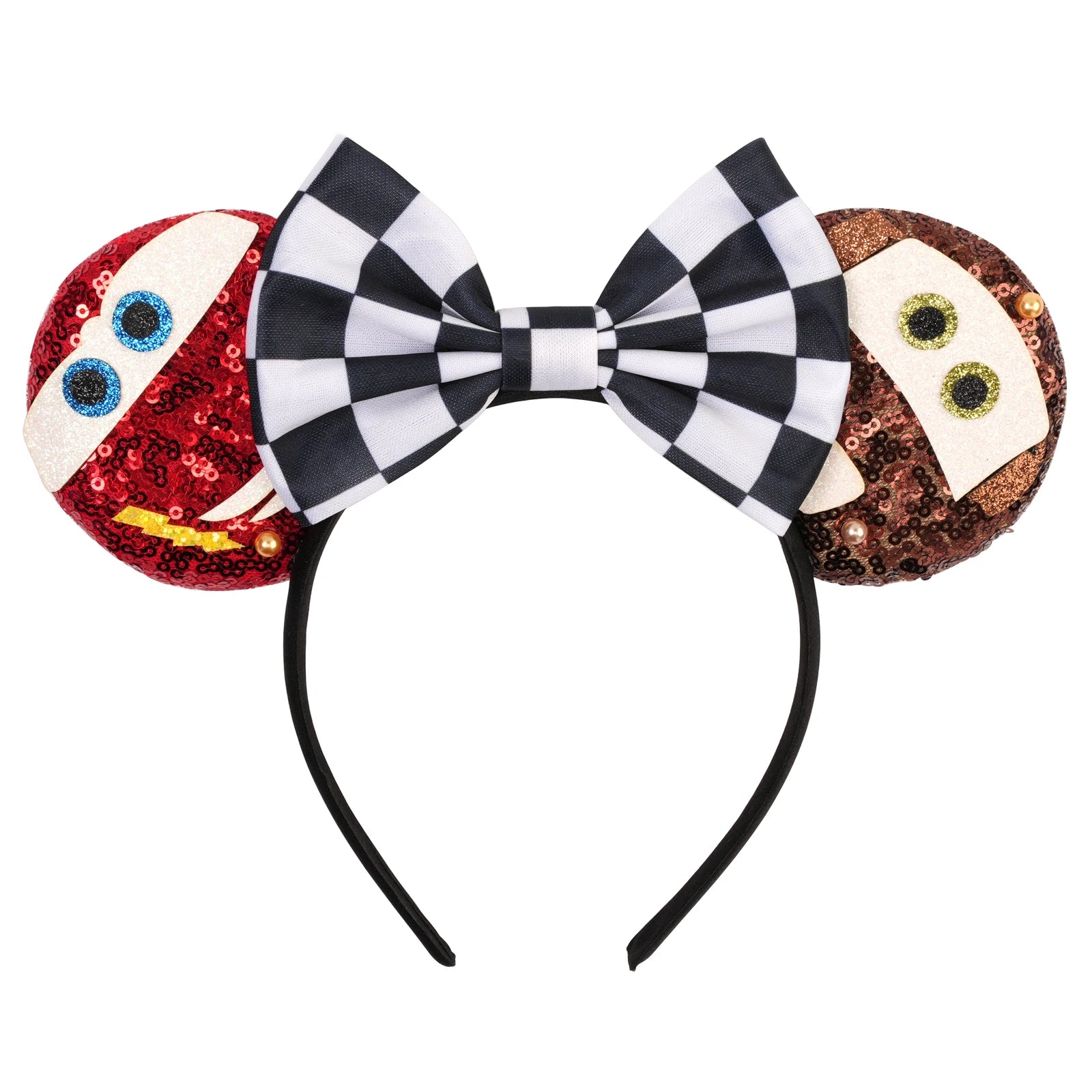 Disney Pixar Cars Kawaii Ear Headbands for Adults Lightning McQueen Hairband Cars on The Road Headwear Girl Bow Hair Accessories