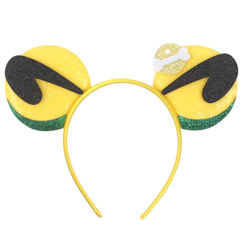 2026 Festival Party Cosplay Mouse Ears Headband 3.3" Ears Glitter Hairband For Boys Girls DIY Cartoon Hair Accessories