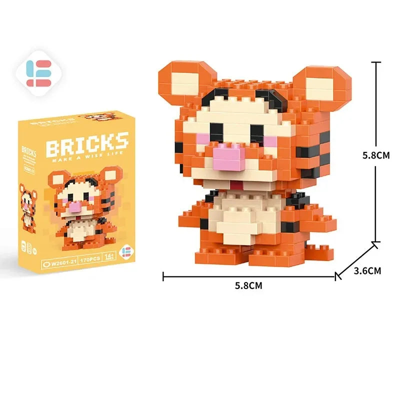 Cartoon Character Building Blocks Set - LiLo Stitch Winnie the Pooh Alien Tigger Toy Creative Gift Model Kit