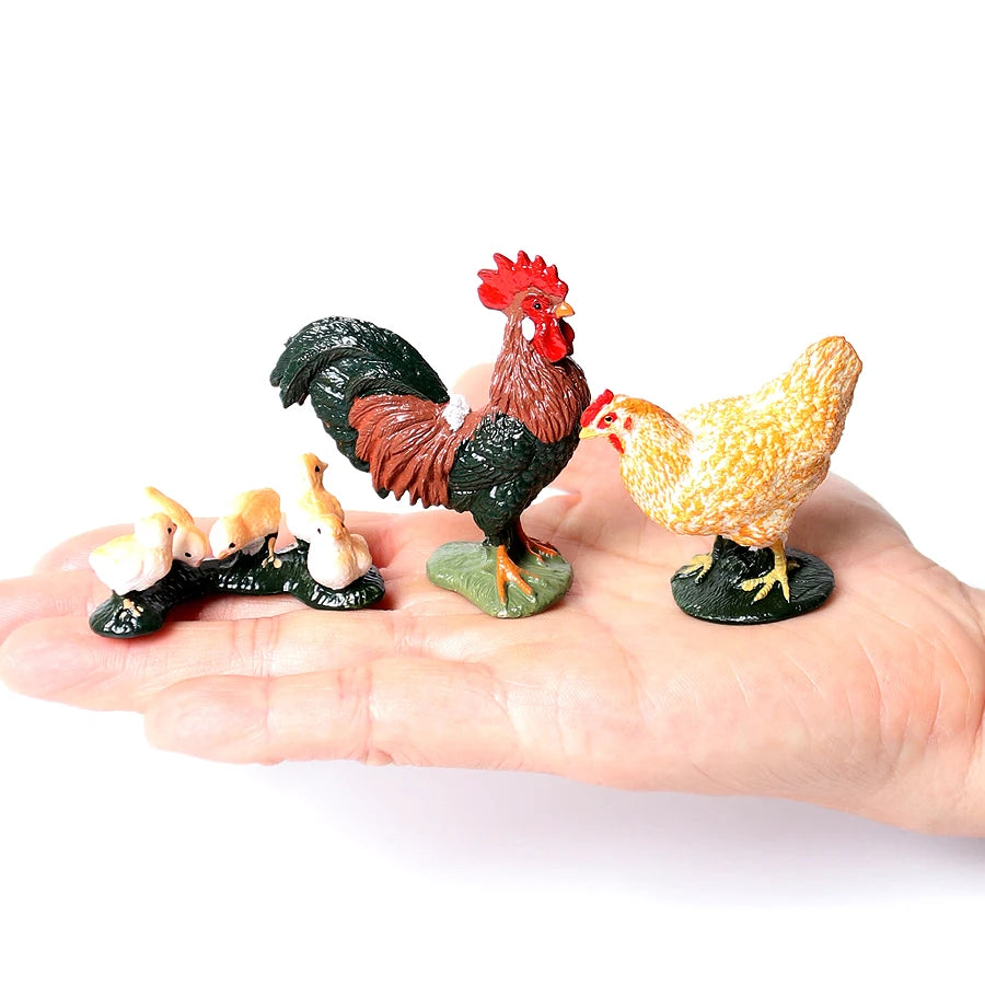 Simulation Mini  Farm Poultry Puppy Crocodile Pegasus Monkey Bird Wildlife Figurine Animal Model Sets Education Kid Toys