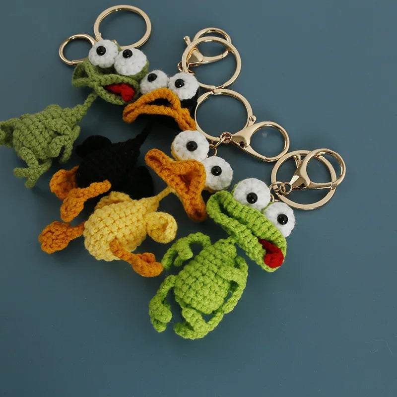 Cute Parrot Series Handmake Crochet Keychain Creative Small Bird Doll Keyring Gifts Knitted Parrot Keychain Custom Accessories