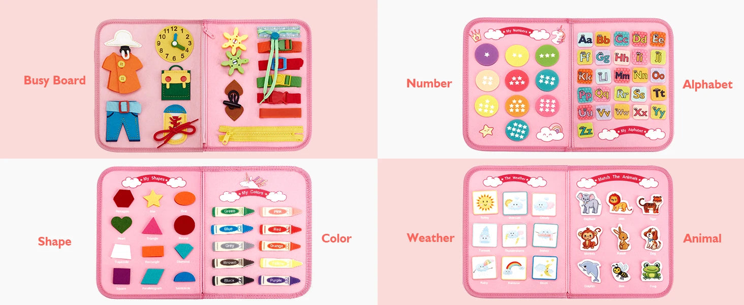Toddler Montessori Busy Board Activities Education Toys Basic Dress Motor Skills Baby Travel Learning Toys For Christmas Gift
