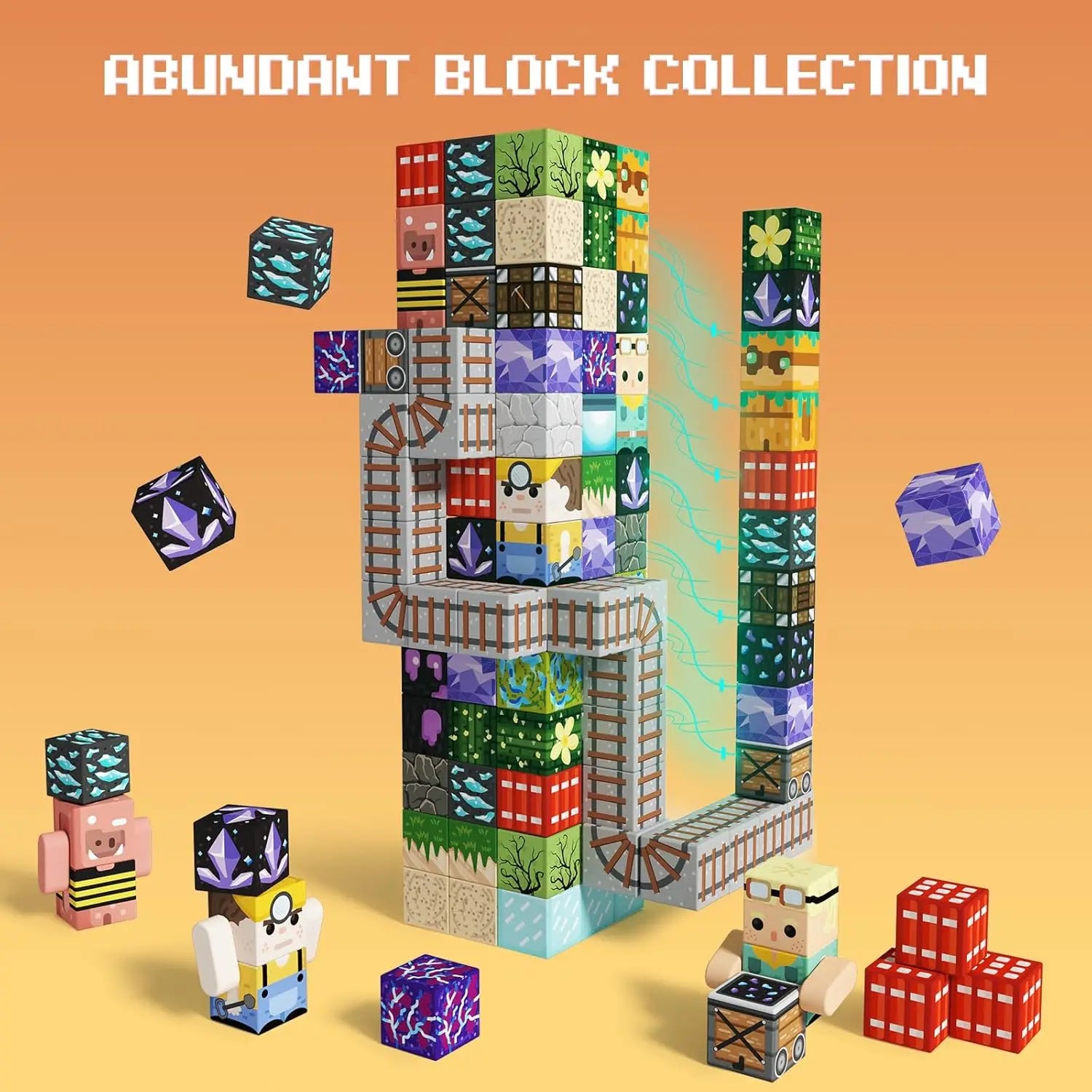 Magnetic Building Blocks Mine World Magnetic Mine Exploration Construction Brick Cube STEM Toy Set Gift for Boy Girl Children
