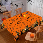 1pc Orange Black Horror Ghost Table Cover Happy Halloween Tablecloth for Trick or Treat Theme Home Decoration