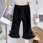 Girls' Corduroy Pants Korean Style - Velvet Thick Flared Leggings for Autumn Winter Loose Trousers Kids