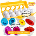 6/12pcs Color and Shape Matching Toys, Simulated Egg Shapes with Storage Box - Geometric Shape & Color Learning Toy Set for Kids