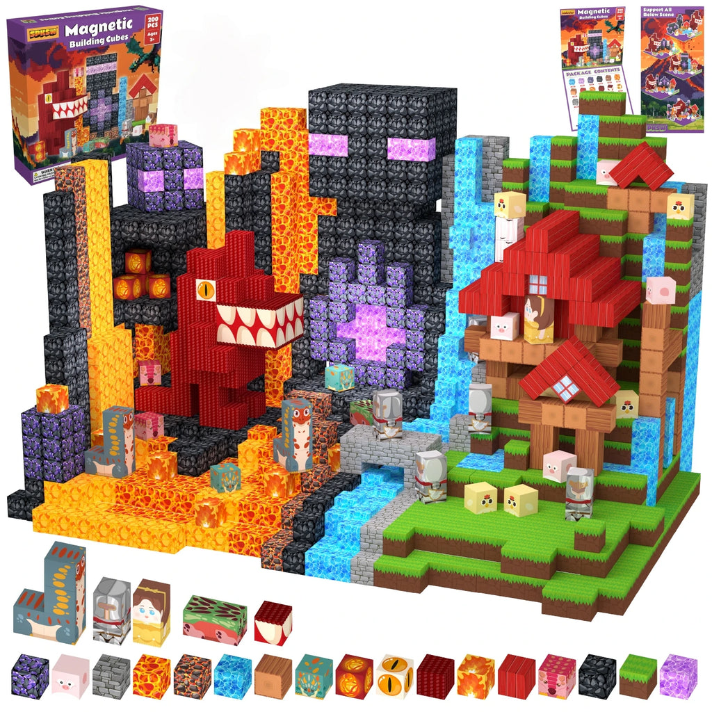 FUNXINEE Dinosaur Theme Park NEW Magnetic Blocks, 3D DIY Dinosaur Model, STEM Construction Toy, Creative Birthday Gift For Kids