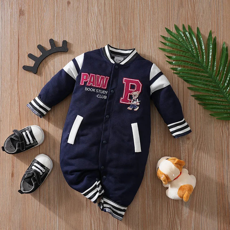 0-18 Baby Jumpsuit Casual Letter Embroidery For Comfortable And Soft Boys And Girls Summer Short Sleeved Newborn Clothes