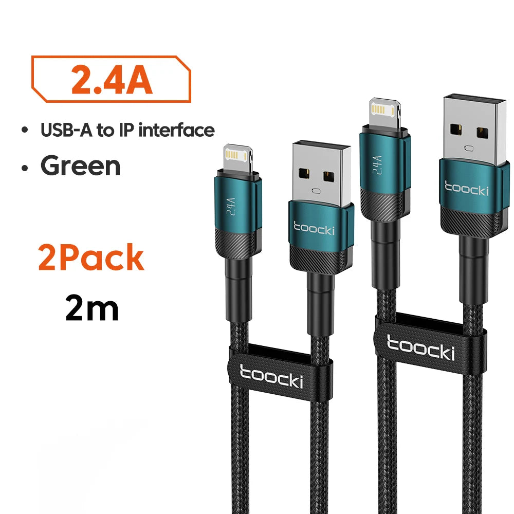 Toocki USB Cable For iPhone 14 13 12 Pro Max X XS XR 8 7 Plus iPad Fast Charging Charger Aluminum iP Cable For iPhone Data Cord