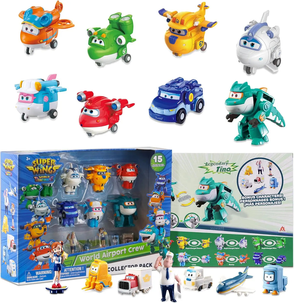 Super Wings Toys, Transformable Toys 2 Inch, Airplane Toy for Kids 3-5 Years Old, 15 Packs Transforming Jet Playset, Real Mobile
