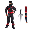 Red Ninja Costume Boy Halloween Japanese Samurai Costume Kid Ninja Jumpsuit with Ninja Foam Accessories Best Children Gift