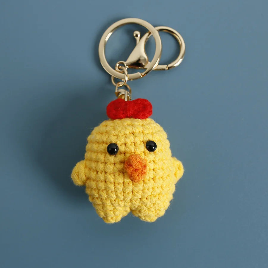 Cute Small Bear Couple Keychains Knitting Cartoon Bear Mini Animal Doll Keyrings Crochet Keychain Wholesale Custom Acceessories