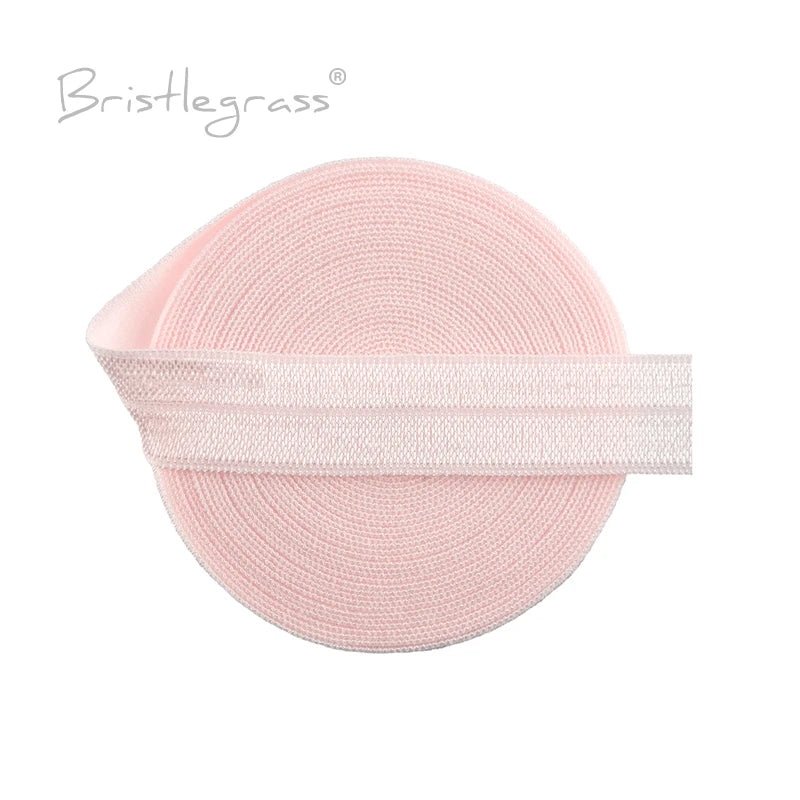 BRISTLEGRASS 2 5 10 Yard 5/8" 15mm Solid FOE Shiny Fold Over Elastic Spandex Satin Band Hair Tie Headband Dress Sewing Lace Trim